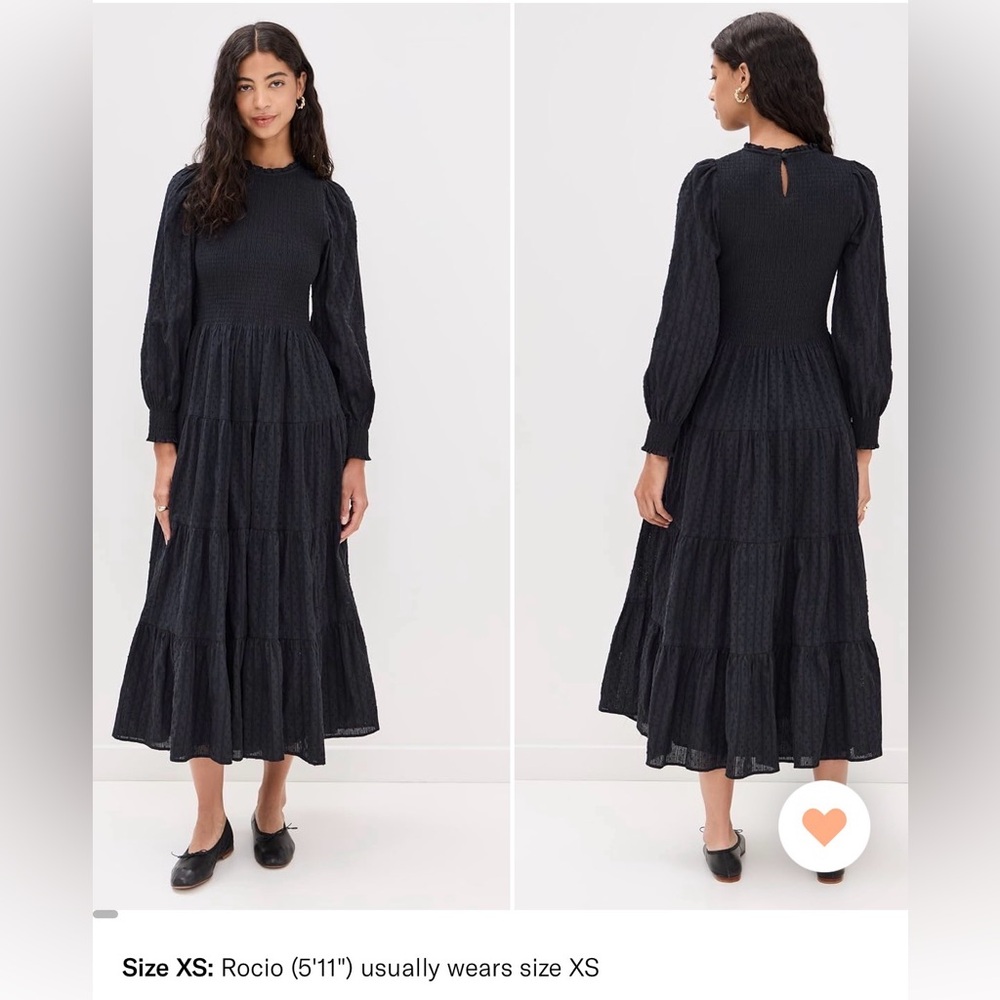 Hill house black Swiss dot Viviana maxi dress nwt